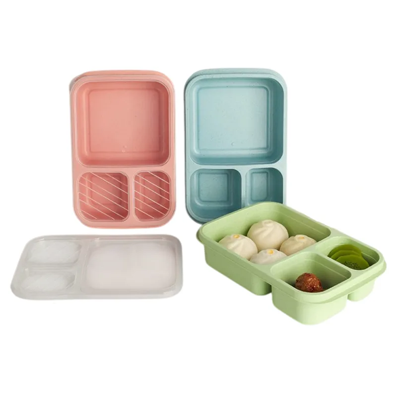 Custom 3 Grids Wheat Straw Lunch Box — product image